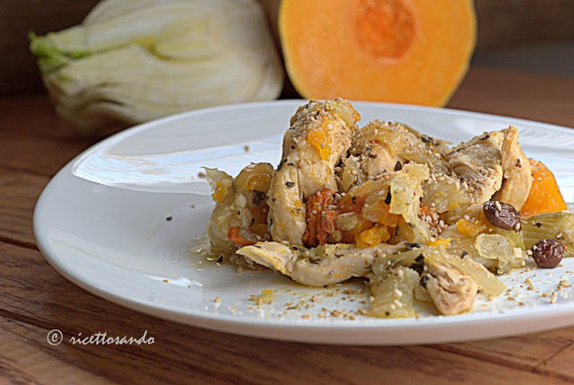 Tajine di pollo con zucca e finocchio ricetta light