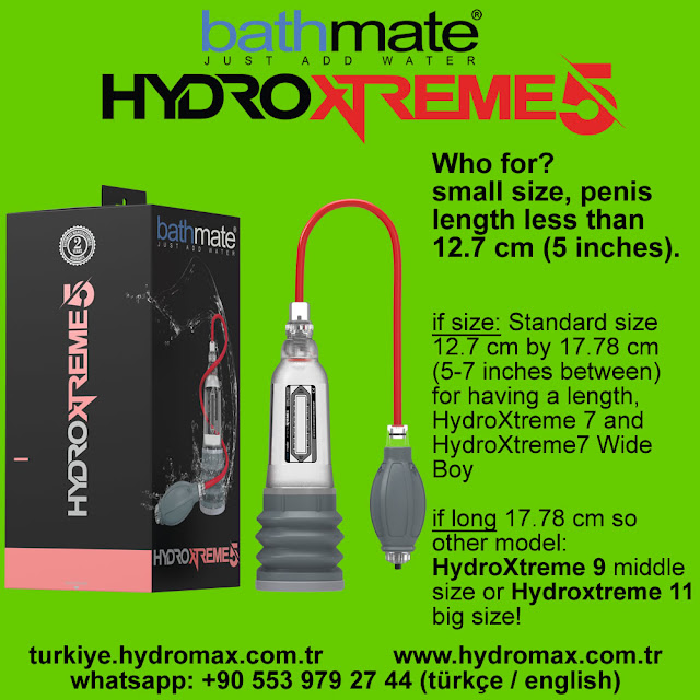 Bathmate HydroXtreme 5 penis Pump size chart. best penis pump from bathmate.