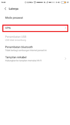 Lokasi setelan vpn android