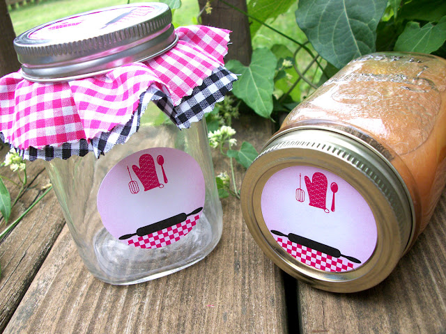 Hot Pink & Black Kitchen mason jar labels