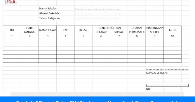 Download Contoh Format Buku BK (Bimbingan Konseling) Siswa 