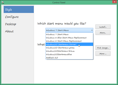 Selecting Windows 10 Style