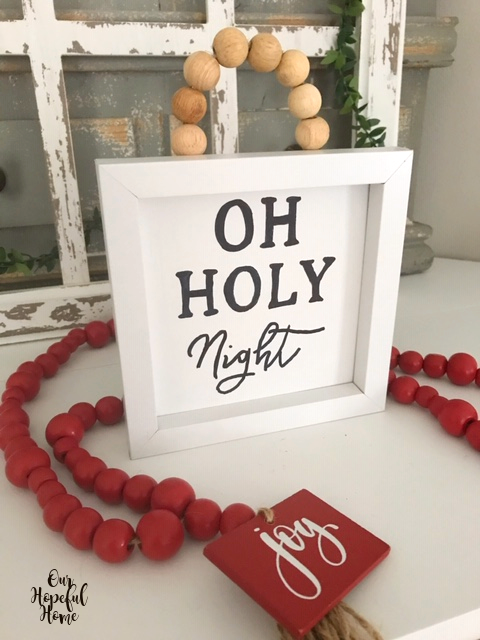 Oh Holy Night white frame Christmas sign