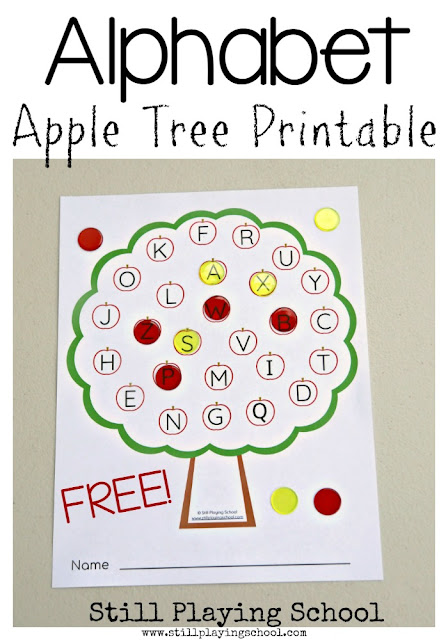 Free apple tree alphabet printable for teaching hands on literacy for kids!