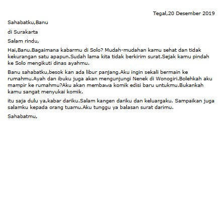 Contoh Surat Pribadi Brainly (via: brainly.co.id)