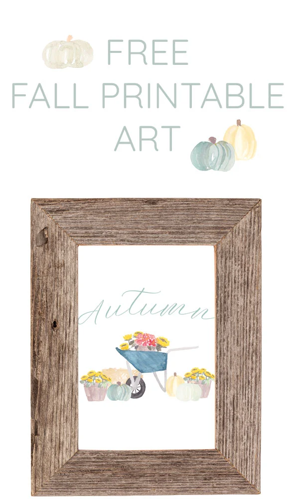 The cutest fall watercolor pumpkin art for autumn decor! Free printable download!