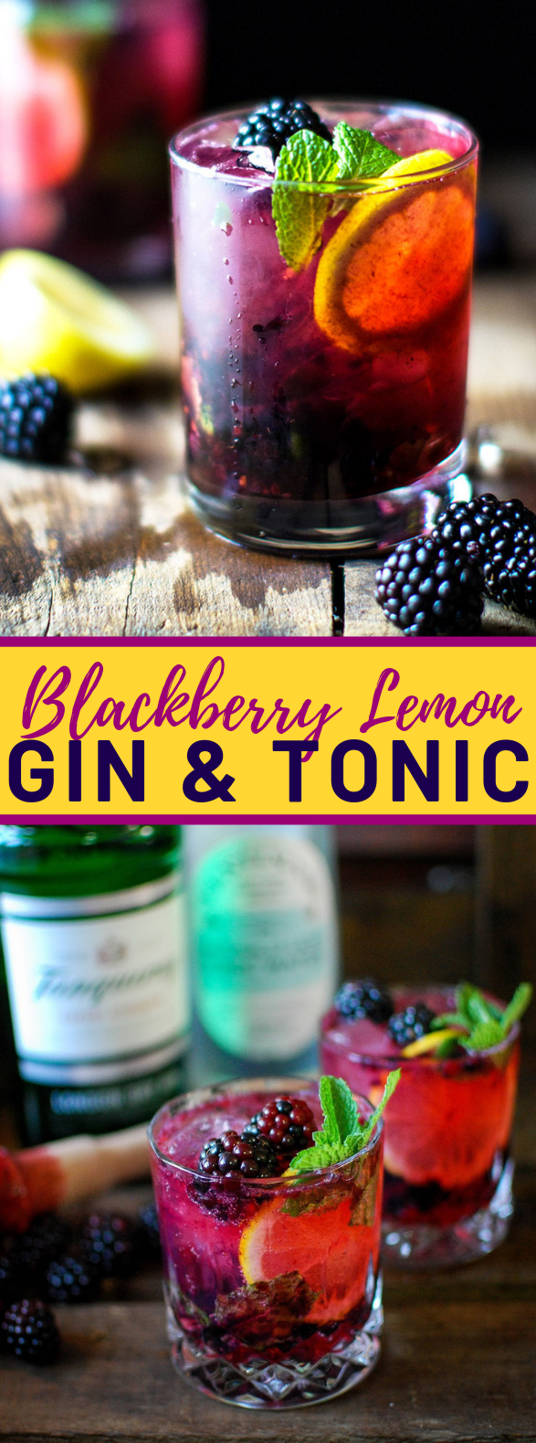 Blackberry Lemon Gin & Tonic #drinks #cocktails