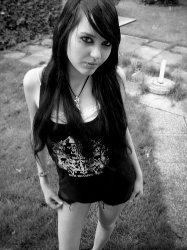 long emo hairstyle is made by a girl who is very beautiful and cute