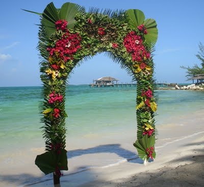 The flower arch was built the bouquets were made and the outside bar was