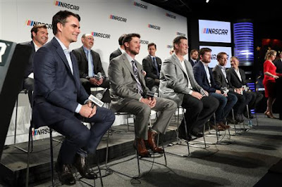 #NASCAR drivers and executives sit on stage during a press conference  outlining the changes to the 2017 Monster Energy NASCAR Cup Series  at Charlotte Convention Center on January 23, 2017 in Charlotte. 