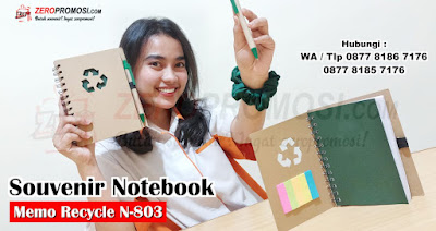 Souvenir Custom Buku Memo Recycle Unik Kode N-803, Notes Recycle N-803, Notebook Recycle Dengan Sticky Note, Non Brand Spiral Bound A6 Recycle Notebook, Notebook Recycle Memo N-803