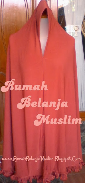 Jilbab Panjang Kaos Spandek Sutra Merah Bata