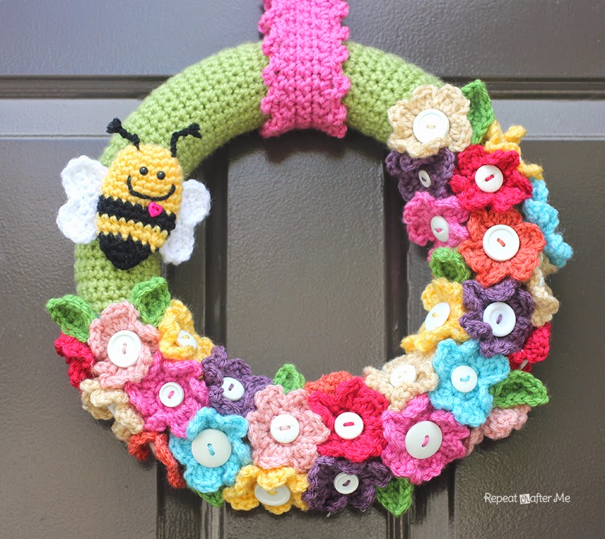 Crocheted Spring Wreath  Repeat Crafter Me  Bloglovin’