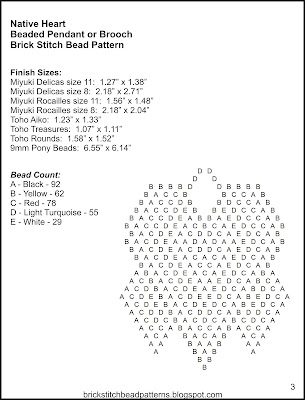 Free brick stitch seed bead pendant pattern letter chart.
