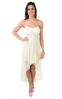 strapless lace high low dress