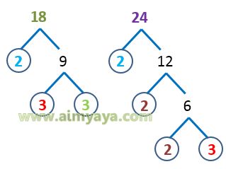  Gambar: FPB dari 18 dan 24 (pohon Faktor)