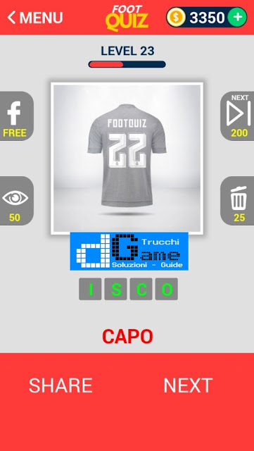 FootQuiz Calcio Quiz Football ( SHIRT) soluzione livello 21-30