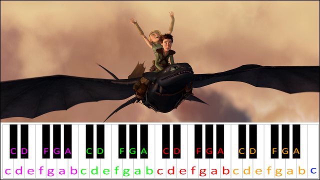 Romantic Flight (How To Train Your Dragon) Piano / Keyboard Easy Letter Notes for Beginners