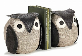owl bookends, sand weighted