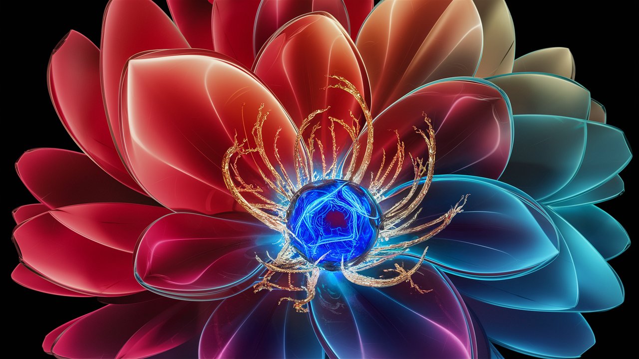 3D image of a shape that resembles a colorful, crystalline flower