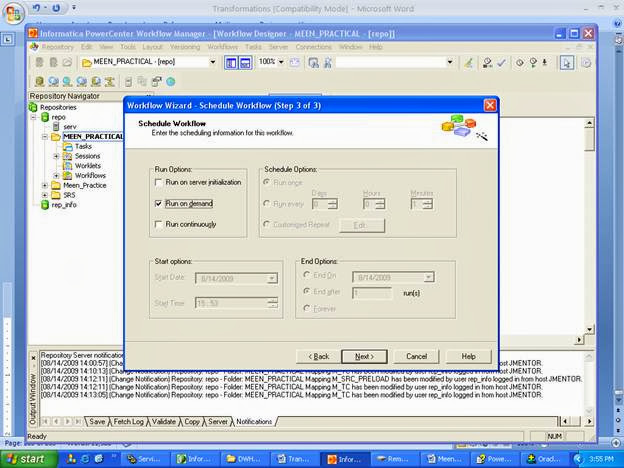 Scheduling Workflow In Informatica