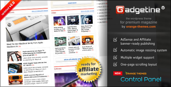 Gadgetine Wordpress Theme for Premium Magazine - News / Editorial Blog / Magazine