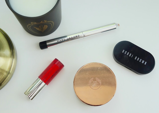 Bobbi Brown Creamy Concealer Kit, The Body Shop Colour Crush Lipstick Raspberry In Love, Marc Jacobs Beauty Twinkle Pop Eye Stick Peach Champagne, The Body Shop Brush on Radiance 