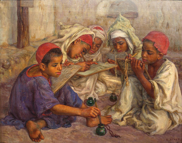 L’École coranique, vers 1910 - Étienne Dinet (1861-1929) - huile sur toile - 64x81cm
