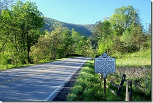 Seneca Rocks marker along Routes 28 and 33.