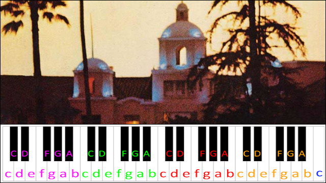 Hotel California by The Eagles (Hard Version) Piano / Keyboard Easy Letter Notes for Beginners
