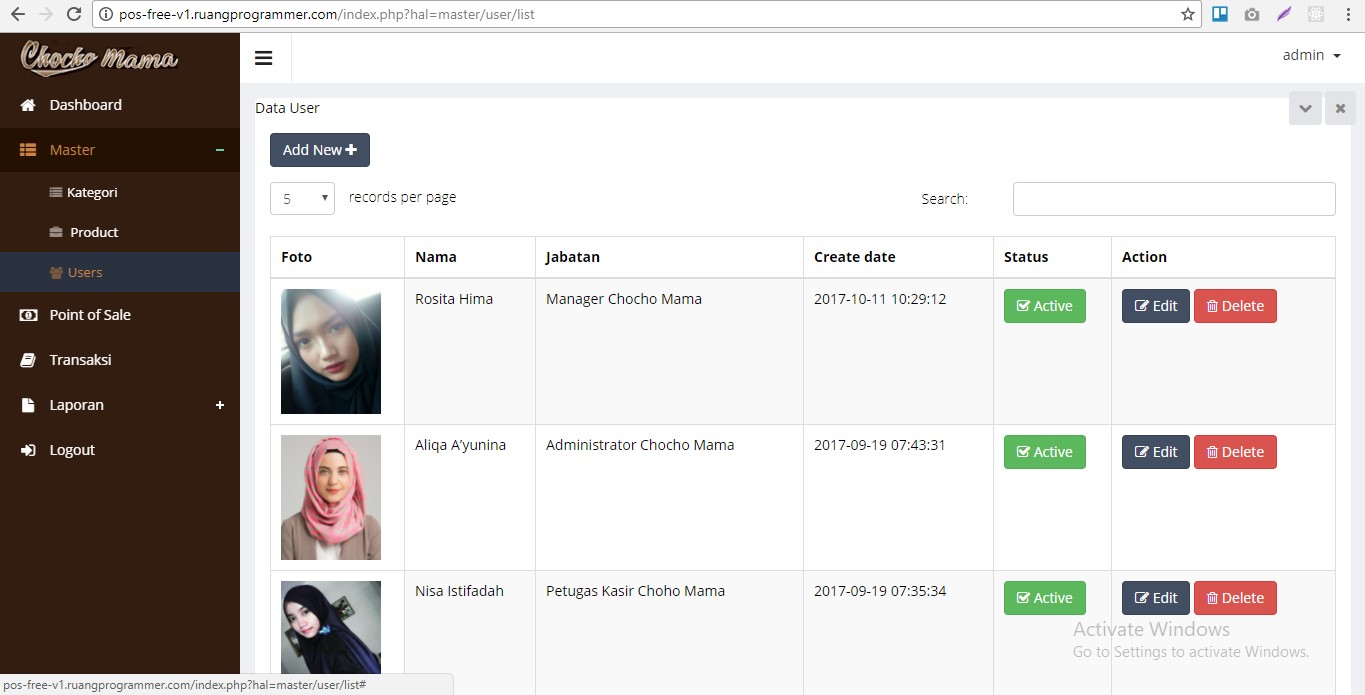 Aplikasi Pos Php Aplikasi Penjualan Pos (Point of Sales) dengan PHP MySQL dan Bootstrap Part 2 : bagian level user ~ Ruangprogrammer