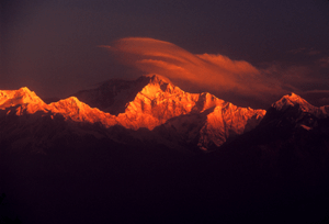 sunrise on kanchanjunga himalays