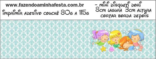 Baby Mermaid: Free Printable Candy Bar Labels.