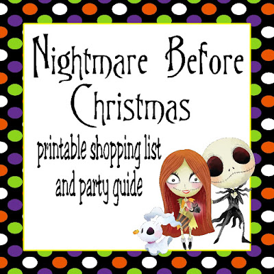 Make sure you don't miss a thing this Halloween with this Nightmare Before Christmas free printable shopping list and party ideas.  You'll find all the Halloween party ideas in one place as well as a super cute list to keep all the essentials on.