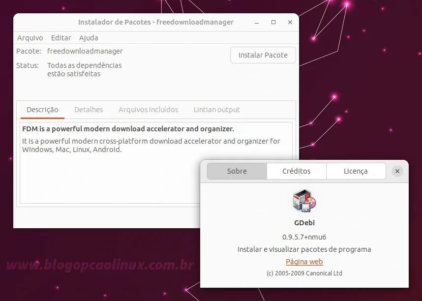 GDebi executando no Ubuntu 23.04 (Lunar Lobster)