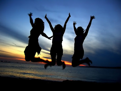 Three Girl Friends Celebrating