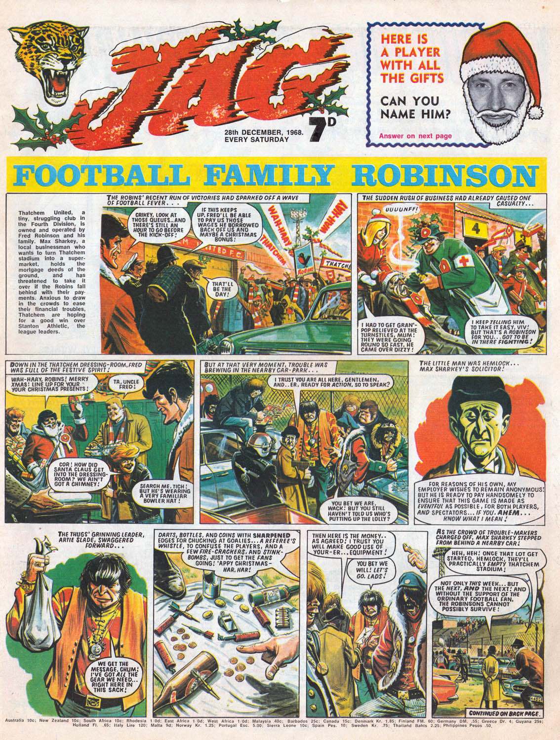 Jag was Fleetway s attempt to mimic Odhams Eagle with a big 12 inch x 15 inch format and a mixture of strips and features The cover strip Football Family