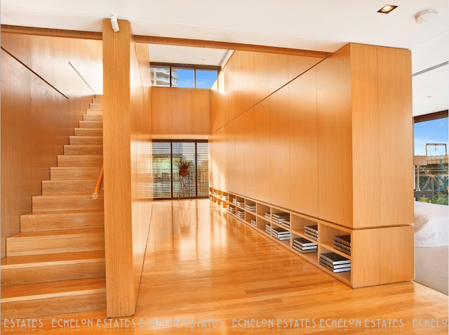 Picture of the minimalist interior and staircase to the upper floor