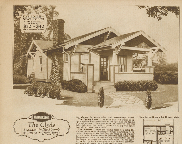 sepia toned image of Sears Clyde in the 1926 Sears Modern Homes catalog