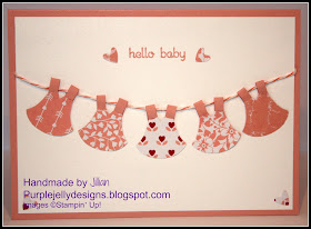 New arrival, baby girl, card, Stampin' Up! Jillian Selwood, Purple Jelly Designs