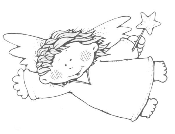 Desenhos Preto e Branco Pequenos Anjinhos para Colorir