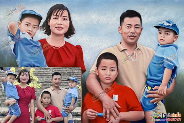 Vẽ chân dung gia đình, lưu giữ khoảnh khắc đẹp