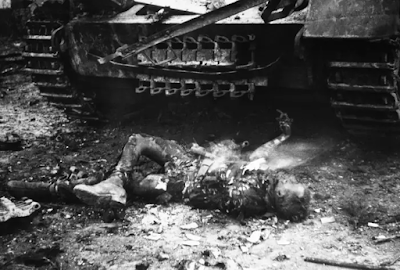 dead burned soldier in WWII