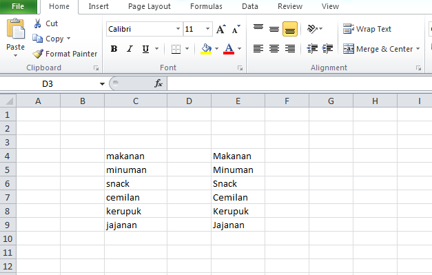 Cara mengubah huruf menjadi besar atau kecil di Excel