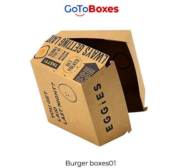 GoToBoxes provide you with affordable Burger Boxes in elegant styles. Colorful boxes are printed with Hi-tech features. Organic boxes are shipped free of cost all over the world.