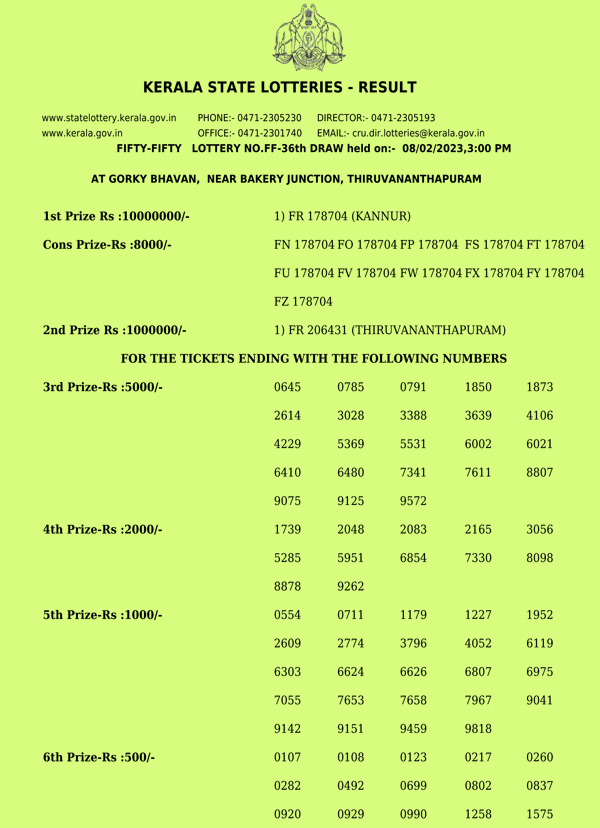 Fifty Fifty FF36 Official Result Page 1