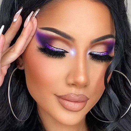 Maquillaje violeta bonito para la noche