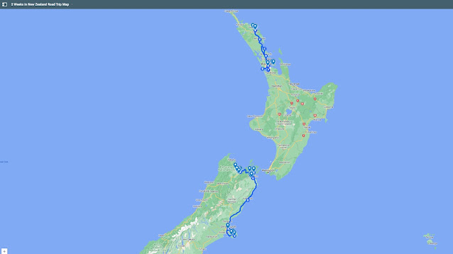 2 Weeks in New Zealand Road Trip Map