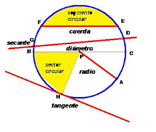 Elementos circunferencia e círculo