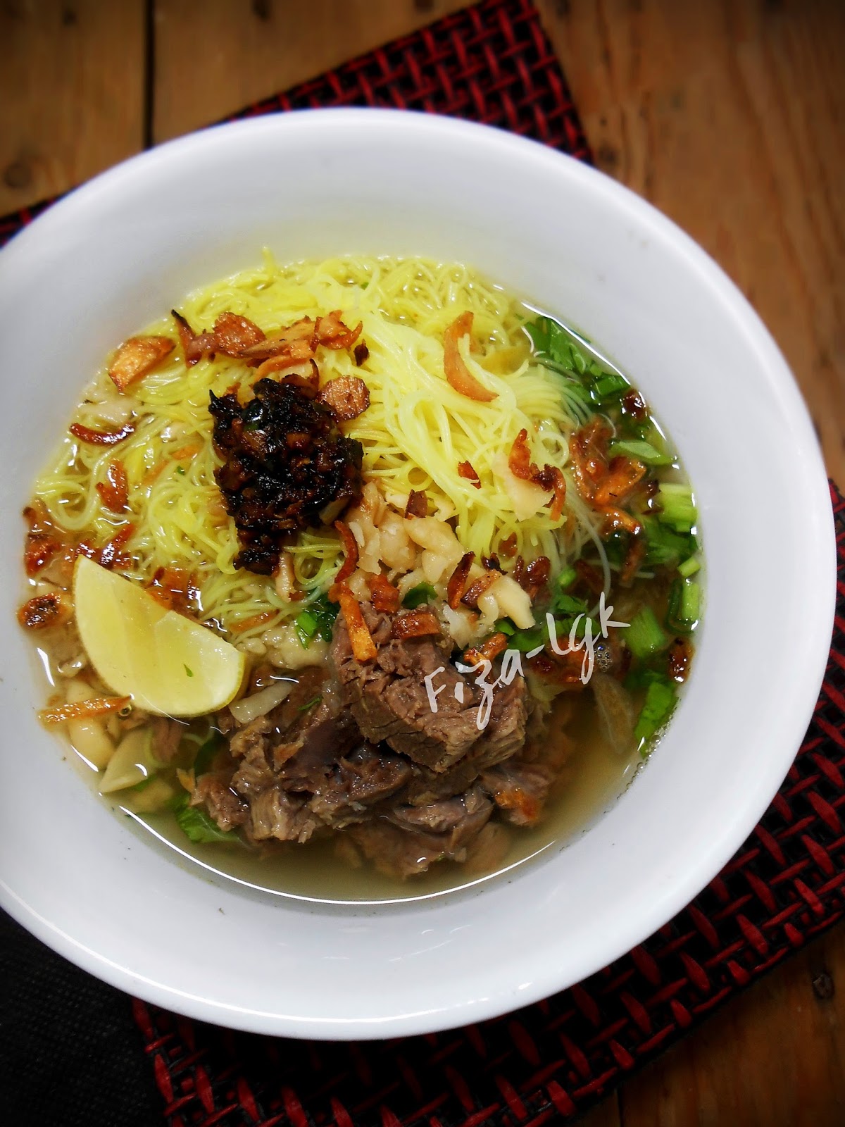 BIHUN SUP DAGING DENGAN SAMBAL KICAP  Fiza's Cooking